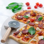 Pizza - pepperoni, feta and fresh mint