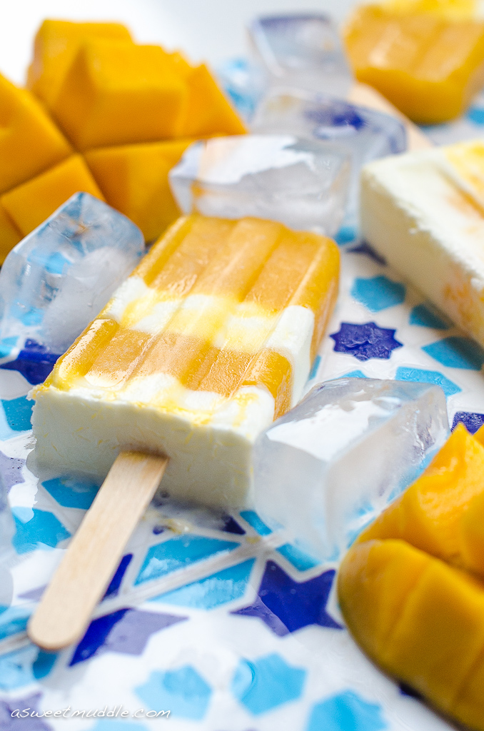 Creamy mango yoghurt popsicles | A Sweet Muddle